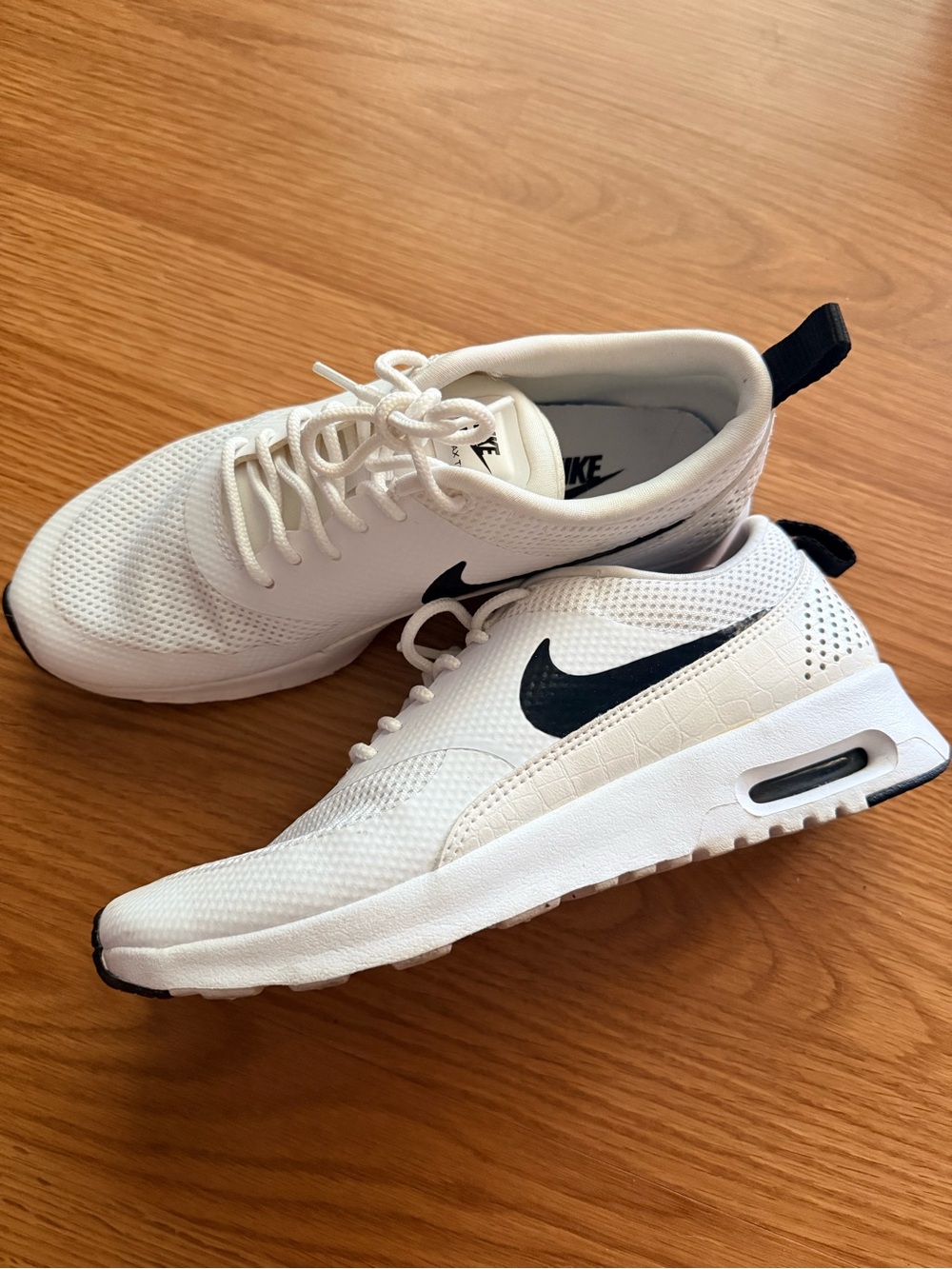 Nike Kids White Sneakers with Black Swoosh